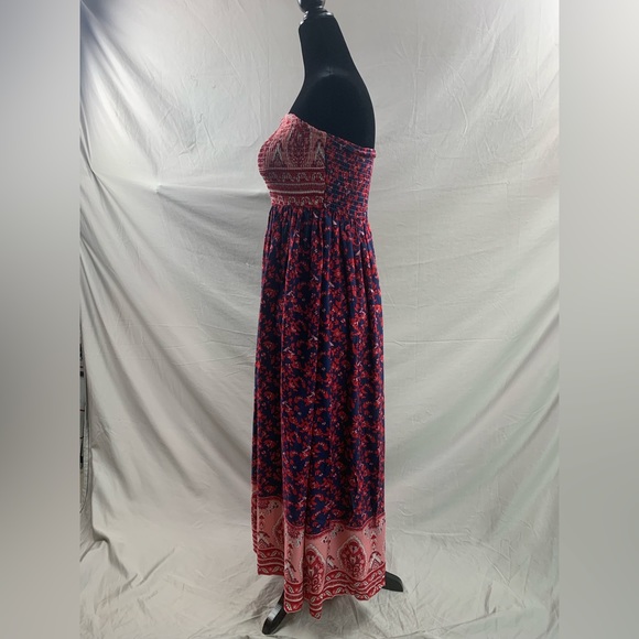 Red Boho Floral Print Tube Dress - Picture 7 of 9